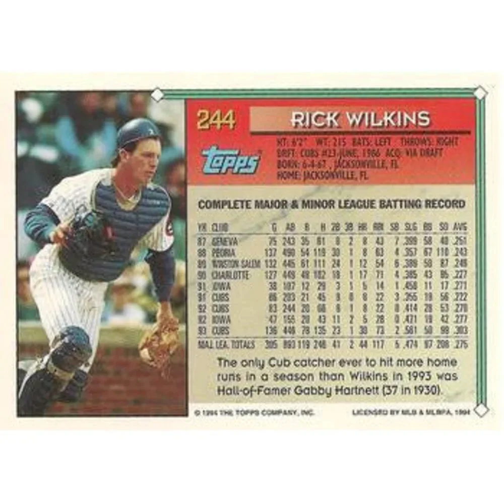 1994 Topps Rick Wilkins # 244 Chicago Cubs